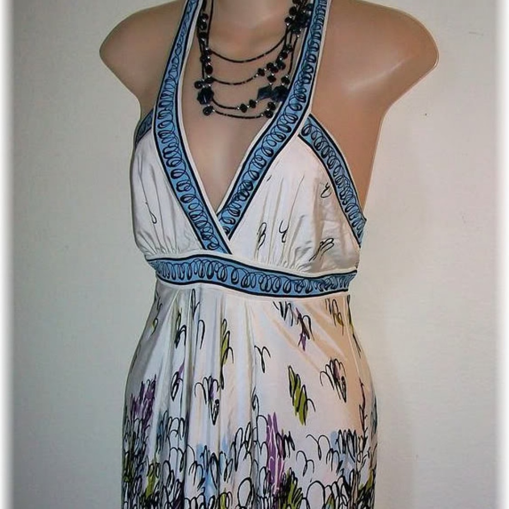 BCBG MAXAZRIA: Viola Multi Printed Halter Dress
